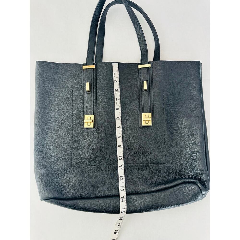 India Hicks Solitaire Leather Tote Bag Black with Brushed Gold Accents Flawed - Picture 9 of 11